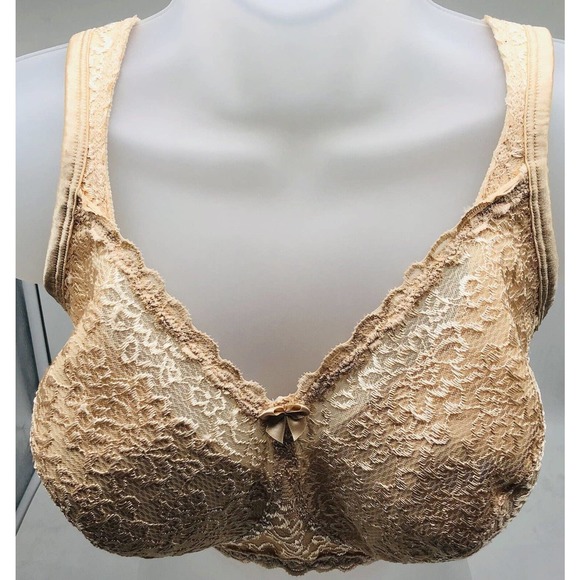PLAYTEX 18 Hour Bra 38DDD Air Form Comfort NUDE beige Lace Wire-free B1 - Picture 2 of 8